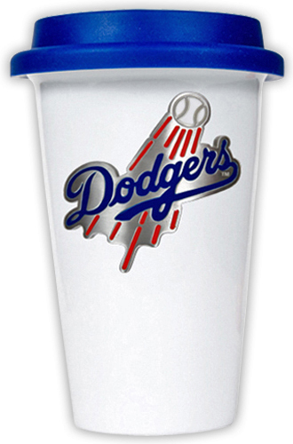 MLB Dodgers Double Wall Ceramic Cup w/Blue Lid