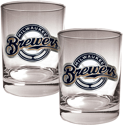 MLB Brewers 2 piece 14oz Rocks Glass Set