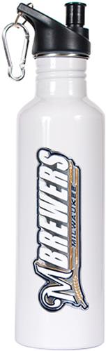 MLB Milwaukee Brewers White Stainless Water Bottle