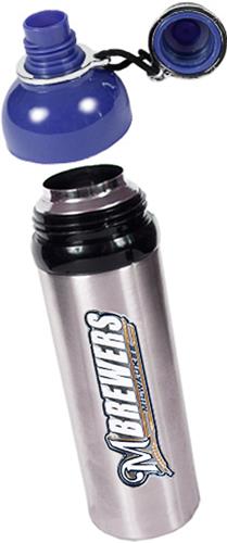 MLB Brewers Stainless Water Bottle w/Blue Top