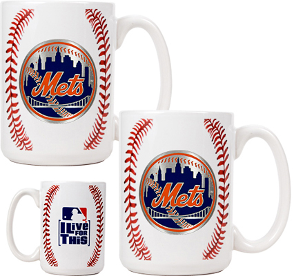 MLB Mets Ceramic Gameball Mug Set of 2