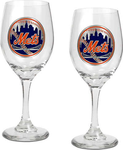 MLB New York Mets 2 Piece Wine Glass Set