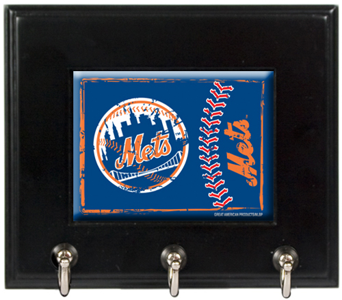 MLB New York Mets Wood Keyhook Rack