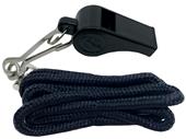 Champion Sports Black Lanyard w/ Whistle (12 Pack)