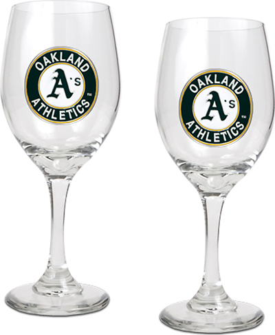MLB Oakland Athletics 2 Piece Wine Glass Set