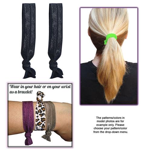 Black No-Tug Elastic Hair Ties/Bracelets-Pair