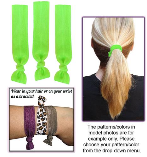 Fluorescent Lime No-Tug Elastic Hair Ties/Bracelet