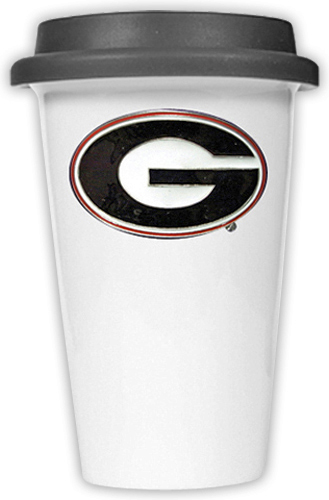 NCAA Georgia Bulldogs Ceramic Cup w/Black Lid