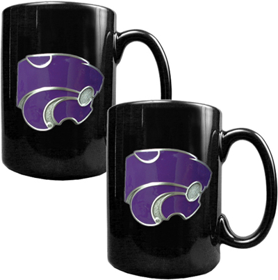 NCAA Kansas State Black Ceramic Mug (Set of 2)