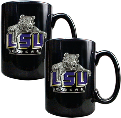 NCAA LSU Tigers Black Ceramic Mug (Set of 2)