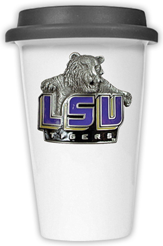 NCAA LSU Tigers Ceramic Cup w/Black Lid