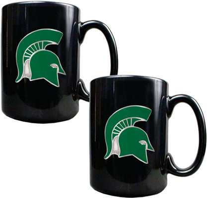 NCAA Michigan State Black Ceramic Mug (Set of 2)