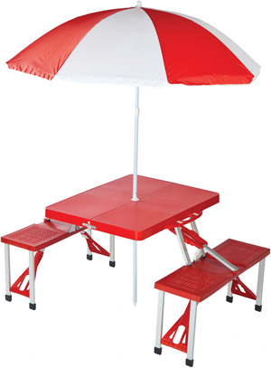 Picnic Plus Portable Folding Table with Umbrella