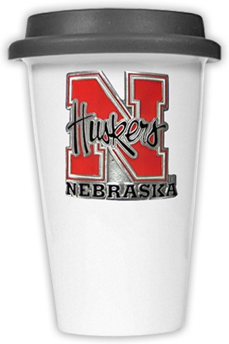 NCAA Nebraska Cornhuskers Ceramic Cup w/Black Lid