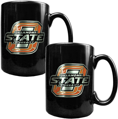 NCAA Oklahoma State Black Ceramic Mug (Set of 2)