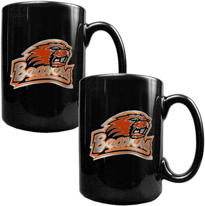 NCAA Oregon State Black Ceramic Mug (Set of 2)