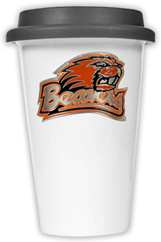 NCAA Oregon State Beavers Ceramic Cup w/Black Lid