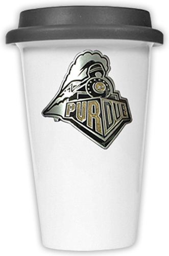 NCAA Purdue Boilermakers Ceramic Cup w/Black Lid