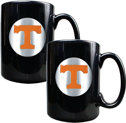 NCAA U of Tennessee Black Ceramic Mug (Set of 2)