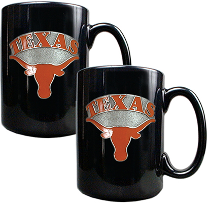 NCAA Texas Longhorns Black Ceramic Mug (Set of 2)