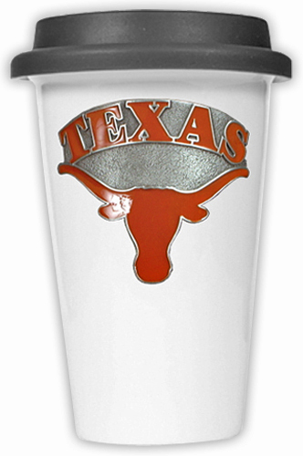 NCAA Texas Longhorns Ceramic Cup w/Black Lid