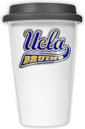 NCAA UCLA Bruins Ceramic Cup w/Black Lid