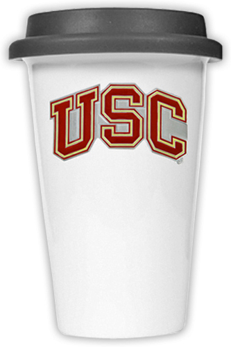 NCAA USC Trojans Ceramic Cup w/Black Lid