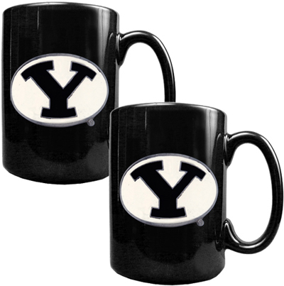 NCAA Brigham Young Black Ceramic Mug (Set of 2)