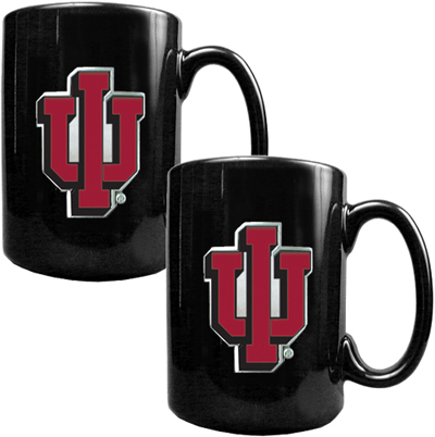 NCAA Indiana Hoosiers Black Ceramic Mug (Set of 2)