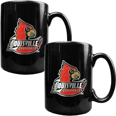 NCAA Louisville Black Ceramic Mug (Set of 2)