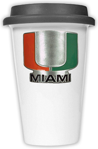 NCAA Miami Hurricanes Ceramic Cup w/Black Lid