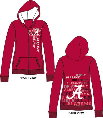 Alabama Univ Womens Flocked Zip Hoody. Free shipping.  Some exclusions apply.