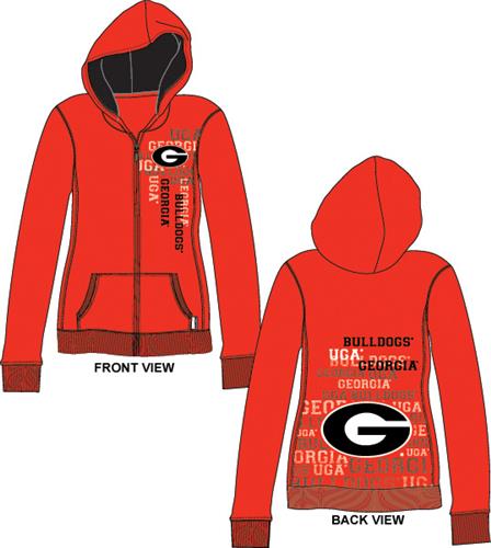 Georgia Bulldogs Womens Flocked Zip Hoody. Free shipping.  Some exclusions apply.