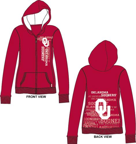 Oklahoma Sooners Womens Flocked Zip Hoody. Free shipping.  Some exclusions apply.