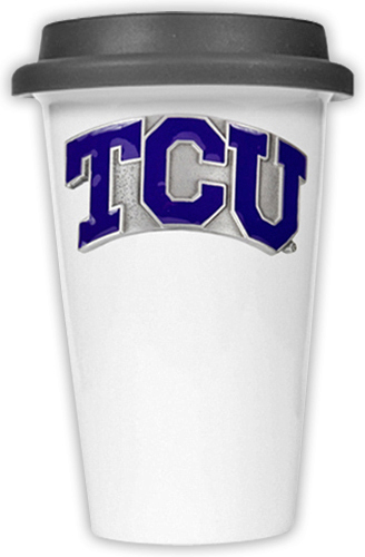 NCAA Texas Christian Ceramic Cup w/Black Lid
