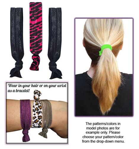 Fuchsia Zebra No-Tug Elastic Hair Ties/Bracelets