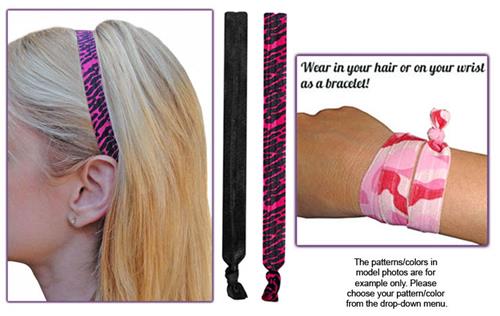 Fuchsia Hot Pink Zebra Elastic Headband SET
