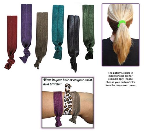 Jewel Tone No-Tug Elastic Hair Ties/Bracelets SET
