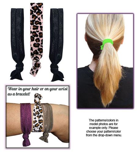Pink Leopard/Black Elastic Hair Ties/Bracelets