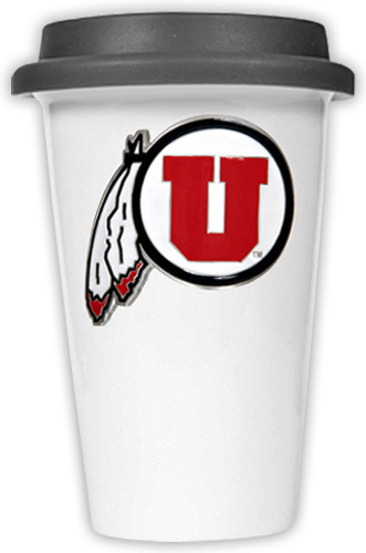 NCAA Utah Utes Ceramic Cup w/Black Lid