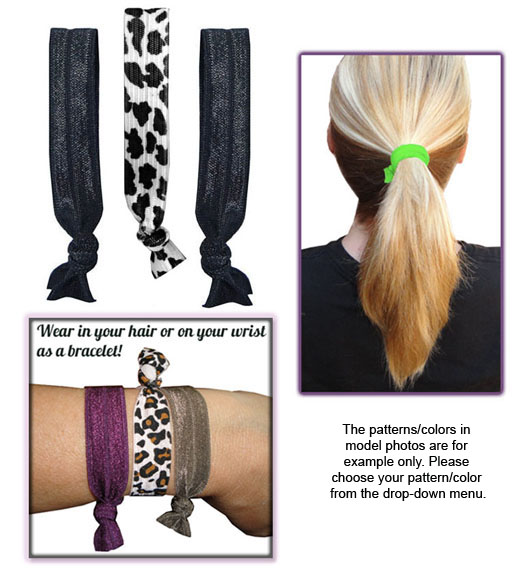 Animal Print/Black Elastic Hair Ties/Bracelets