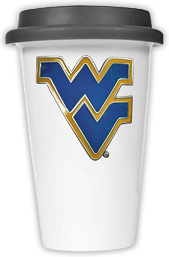 NCAA West Virginia Ceramic Cup w/Black Lid