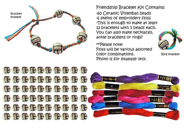 Ceramic Volleyball Bead Friendship Bracelet Kits