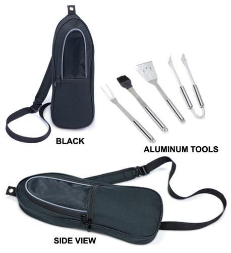 Picnic Time BBQ Sling Tote with 4-Piece Tool Set