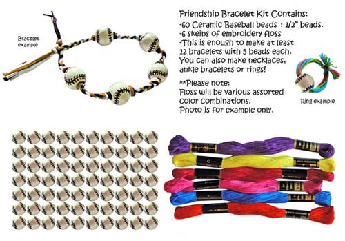 Baseball Bead Friendship Bracelet Kits (1/2" bead)
