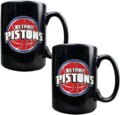NBA Detroit Pistons Black Ceramic Mug (Set of 2)