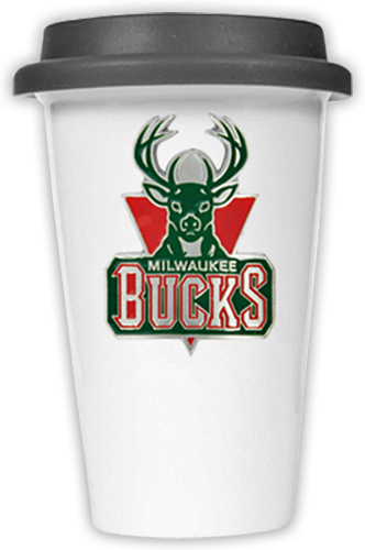 NBA Milwaukee Bucks Ceramic Cup with Black Lid