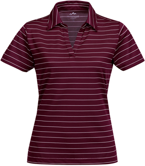 Tri Mountain Lady Dublin Poly Wide Stripe Polo. Printing is available for this item.