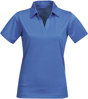 Tri Mountain Lady Elgin Poly Thin Stripe Polo. Printing is available for this item.