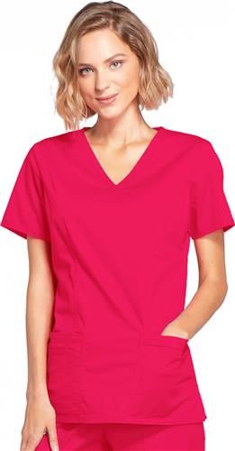 Womens WW Core Stretch Mock Wrap Scrub Top. Embroidery is available on this item.